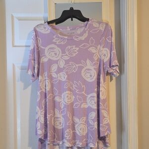 Lane Bryant Lilac Floral Short Sleeve Tee